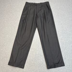 Ralph Ralph Lauren Dress Pants Men 32x30 Charcoal Gray Brown Houndstooth Pleated